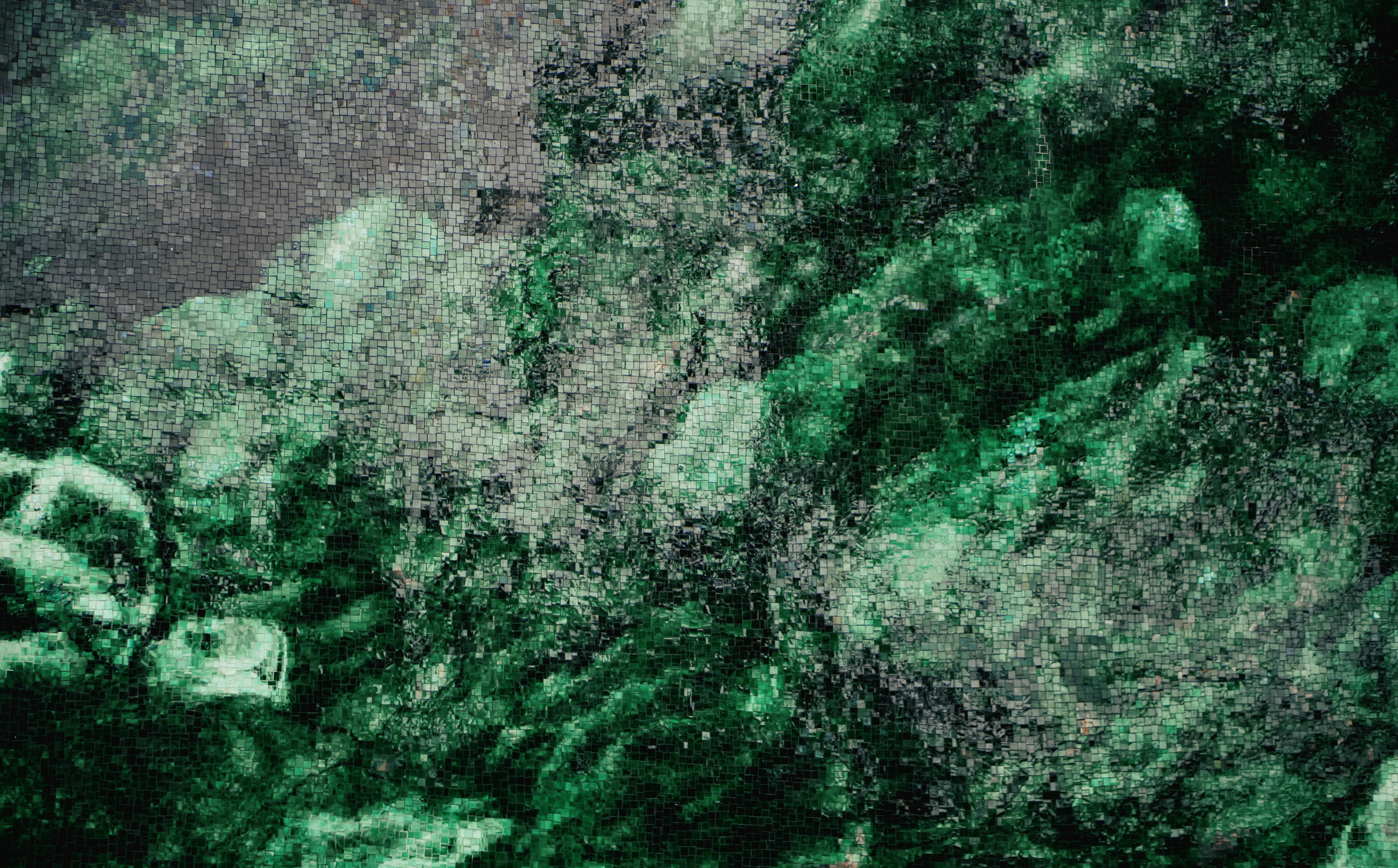 Green tile wall