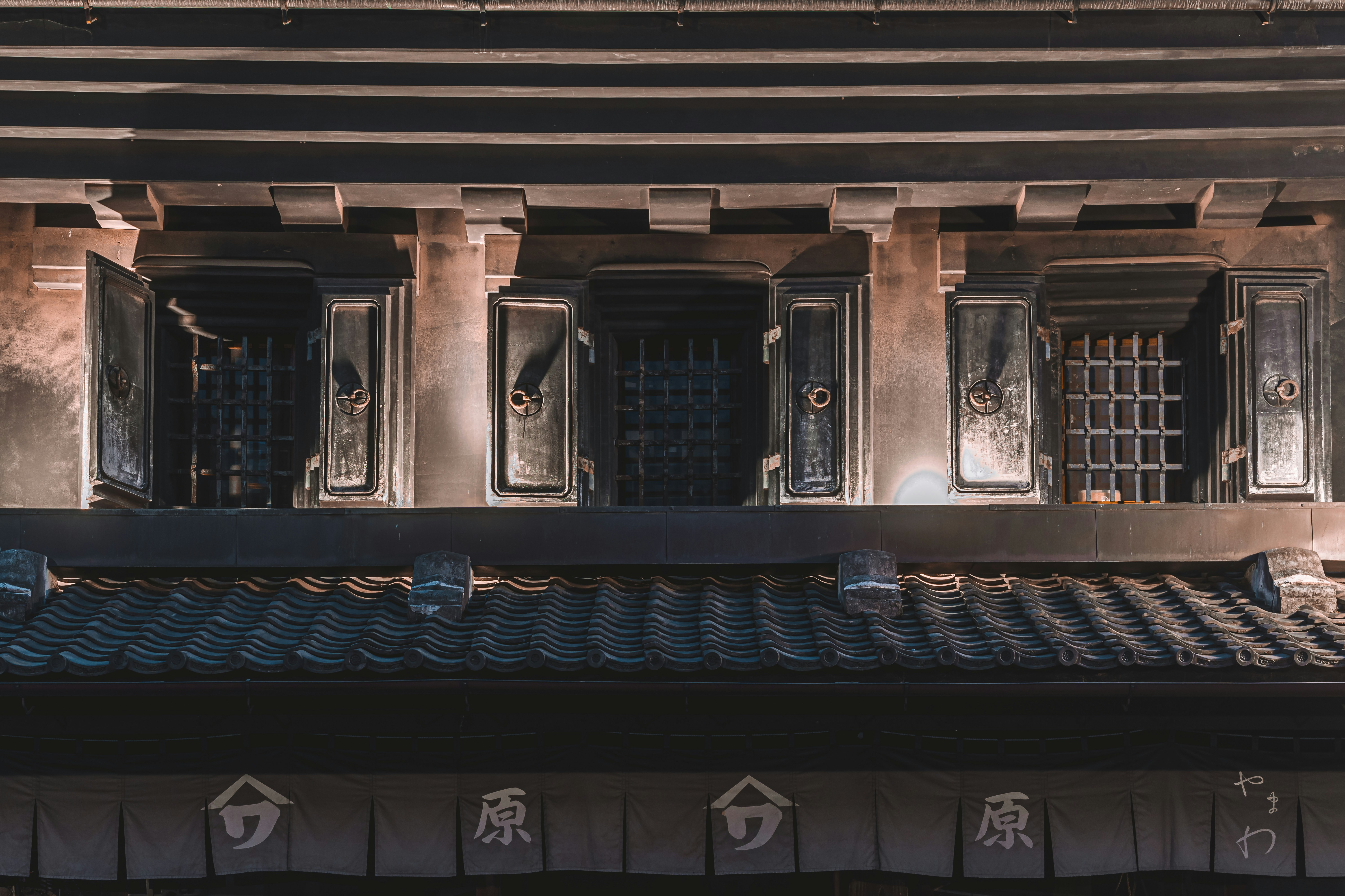 the roof of a building with a lot of windows