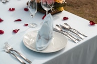 A beautifully arranged table for a romantic dinner.