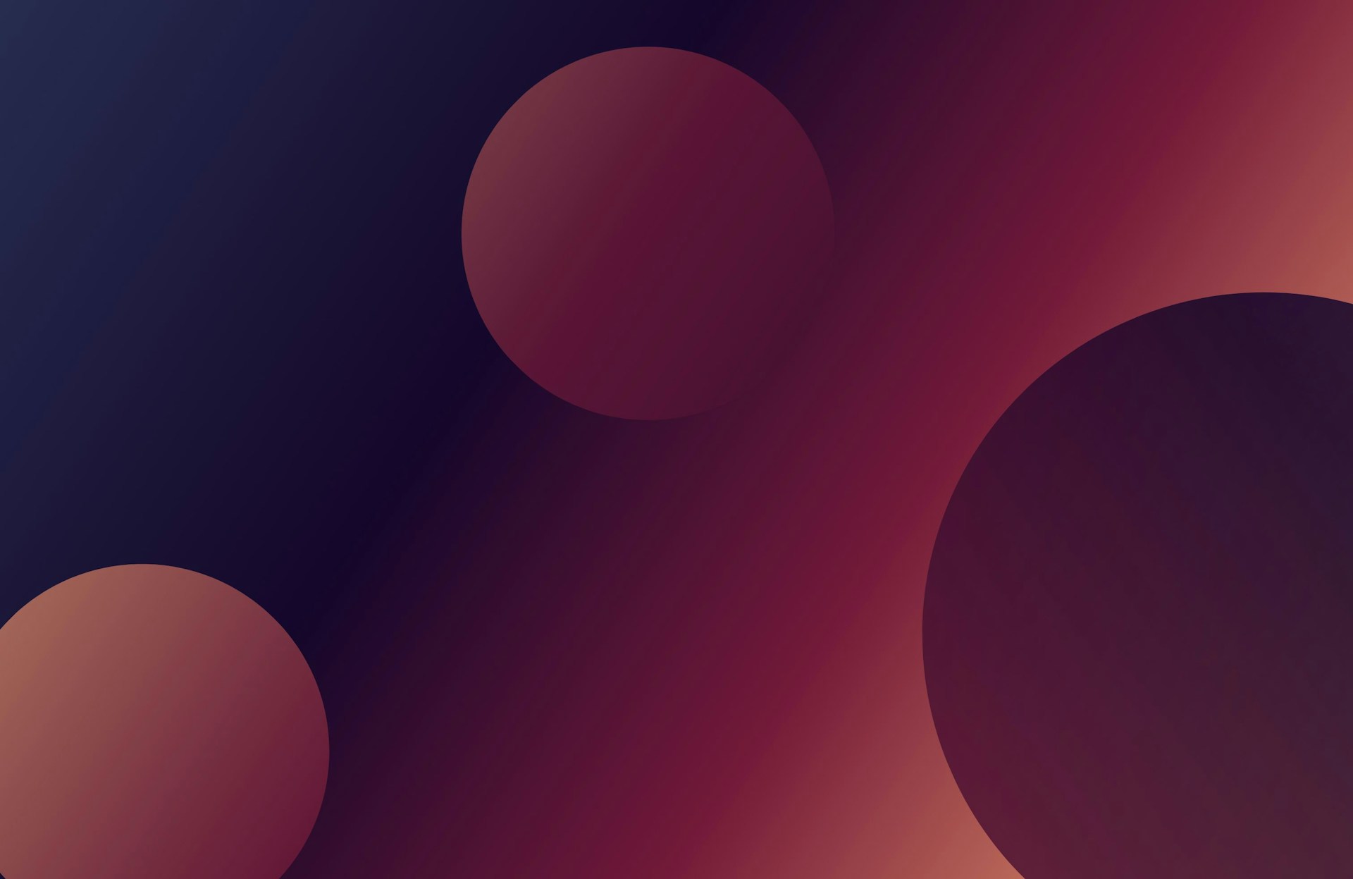 A digital artwork featuring overlapping spheres with a gradient of dark blue to deep burgundy colors, creating an abstract and minimalist composition.