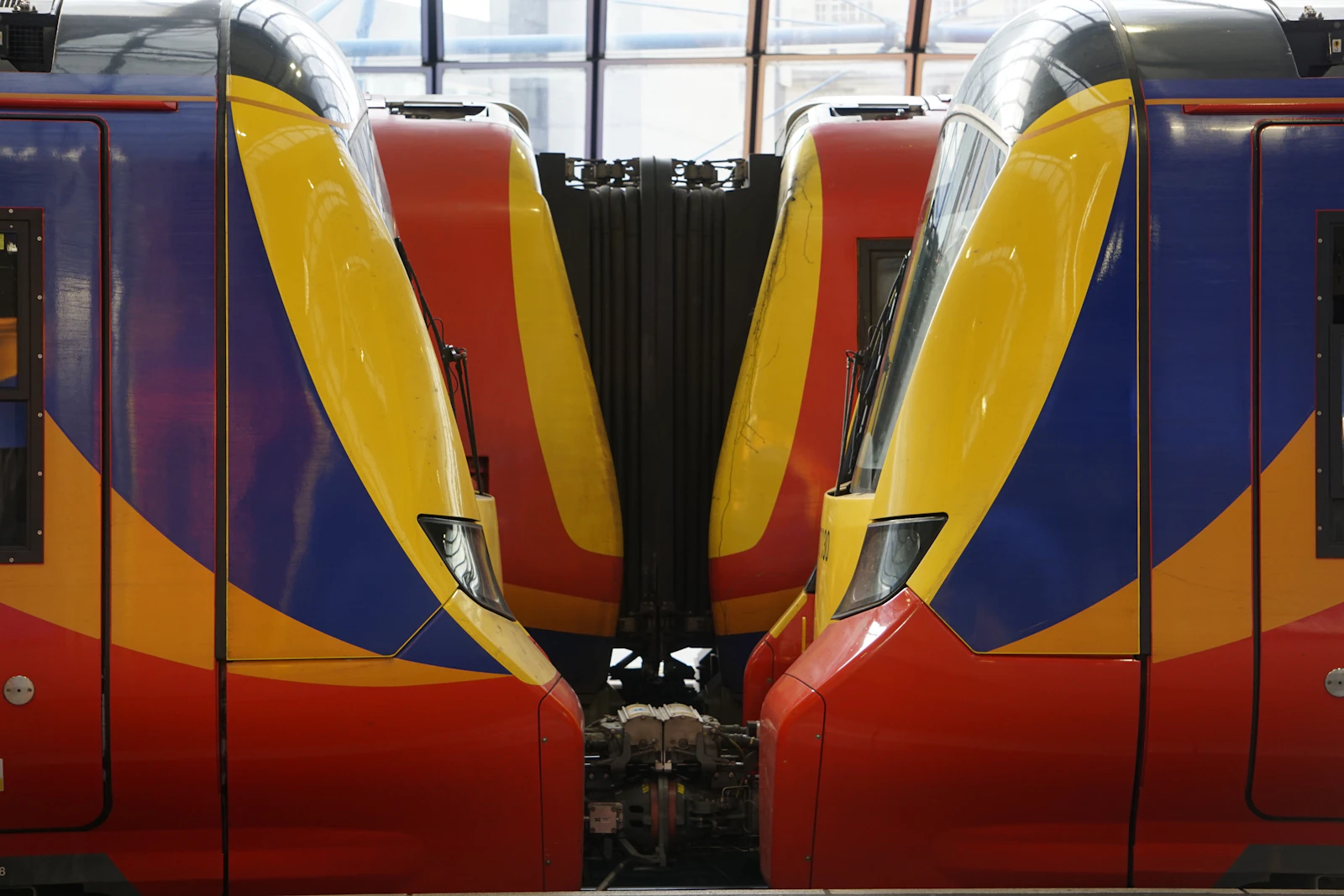 Illustrative travel photograph for this guide: London Waterloo South Western Railway trains