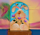 Close-up of a detailed semi-realistic illustration featuring a whimsical character.