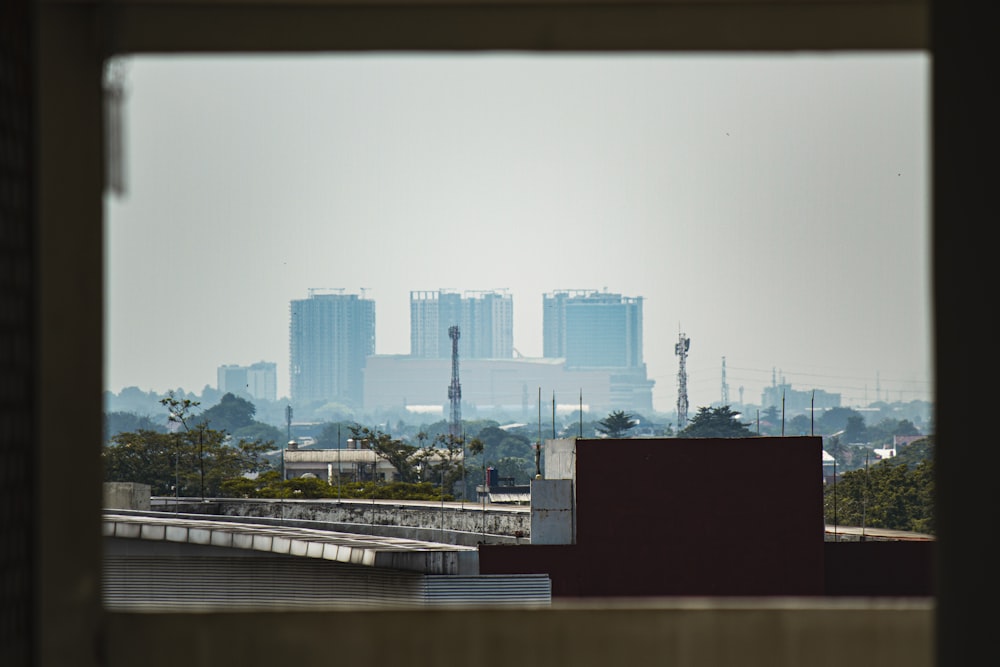 a view of a city from a window