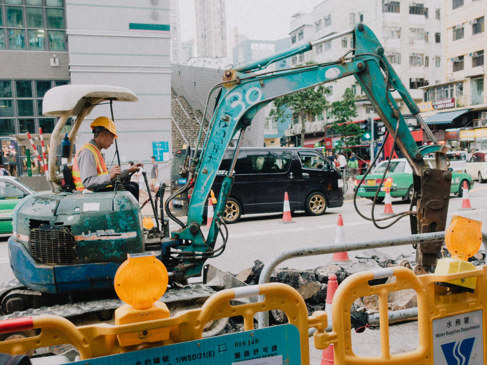 a man is working on a construction site
