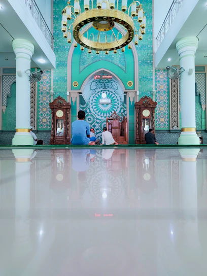 A clean, modern dashboard interface displaying masjid inventory and expense charts in emerald and white tones.