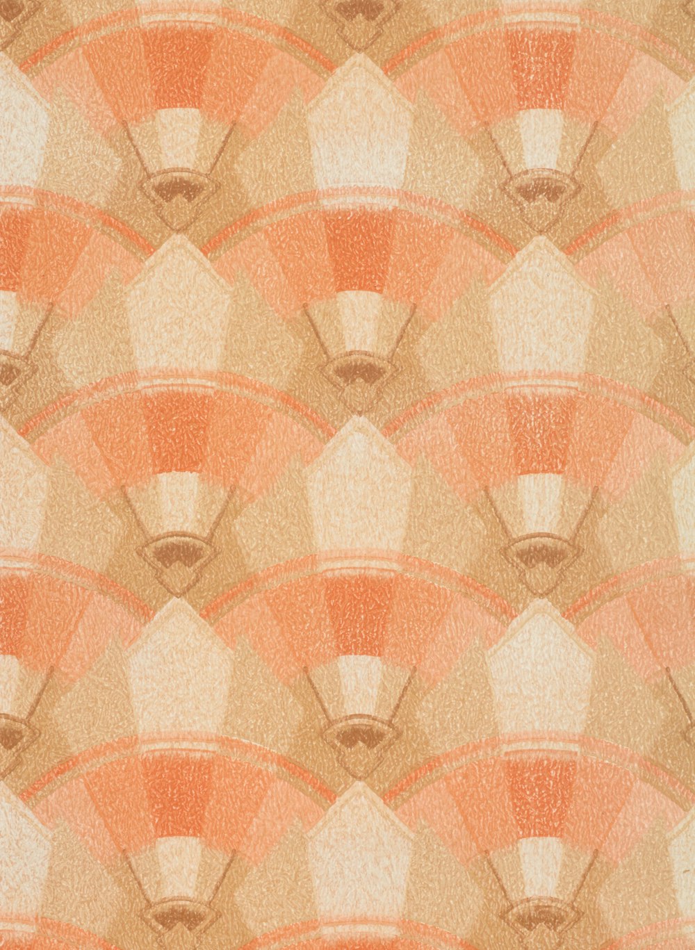 an orange and beige background with a pattern in the middle