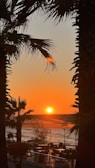 A vibrant sunset view from the restaurant's patio.