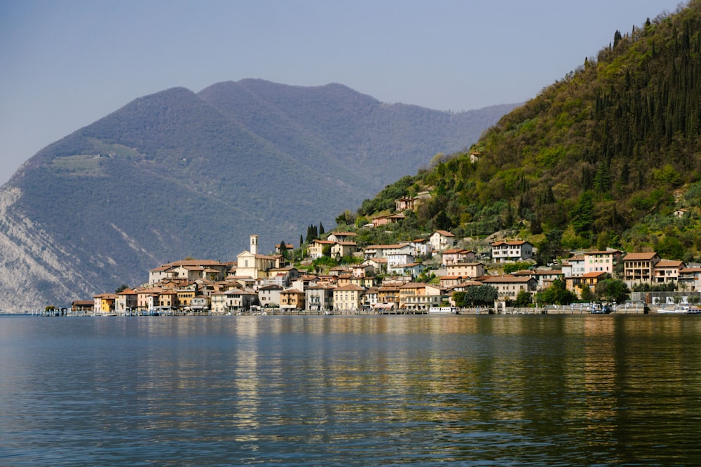 a village on the shore of a lake