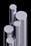 A cluster of shiny, metallic cylindrical bars standing upright against a black background. The bars have varying heights and diameters, reflecting light with a smooth, polished surface.