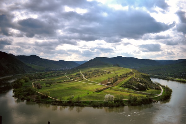Mosel river valley with vineyards Germany