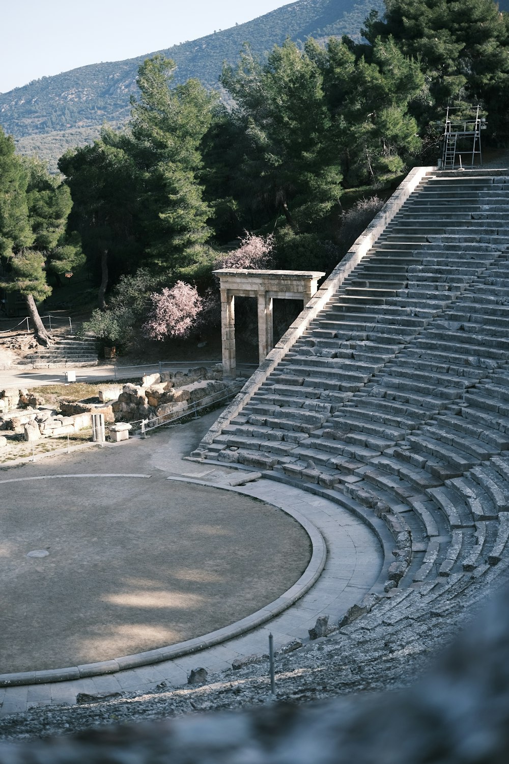 a large stone amphit with steps leading up to it