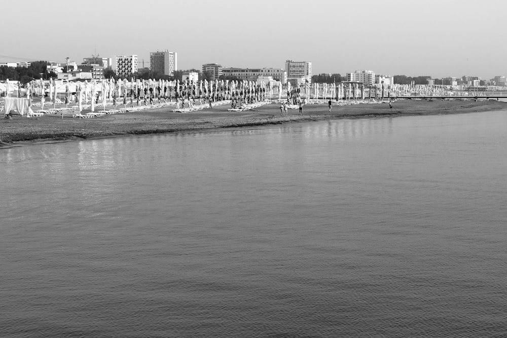 a black and white photo of a body of water