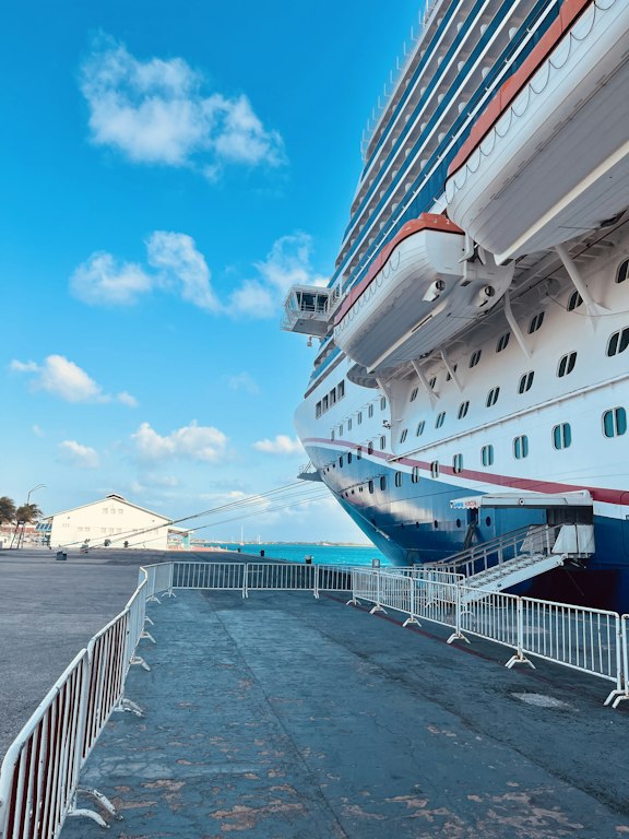 Cruise ship docked at the Port of Galveston cruise terminal on the Gulf Coast of Texas