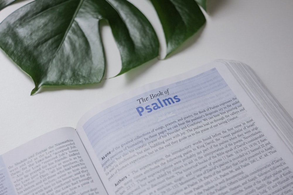 an open book with the title of the book of psalms