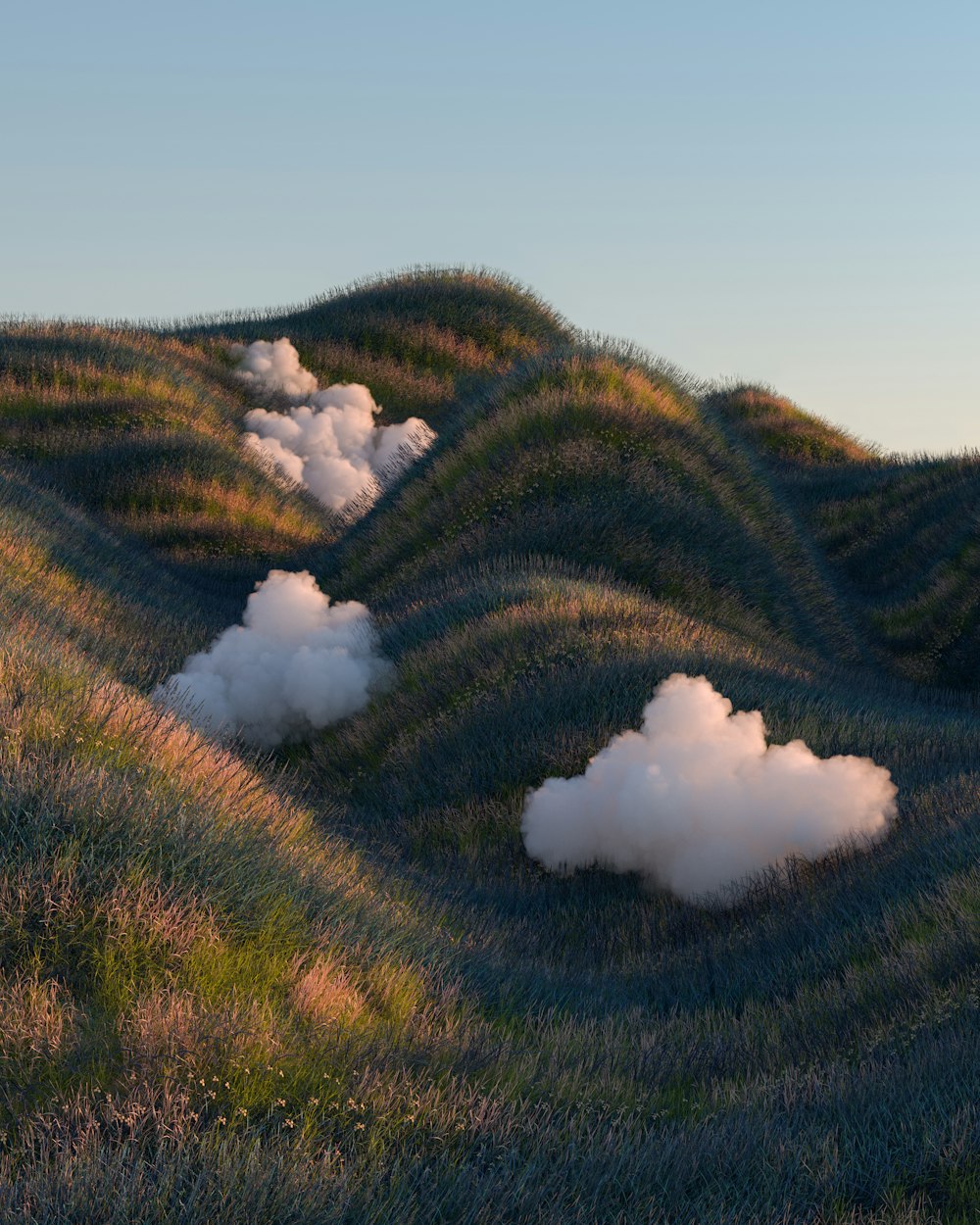 a group of clouds floating in the air