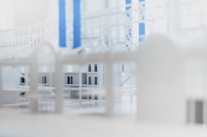 A vibrant print of a modern architectural model.