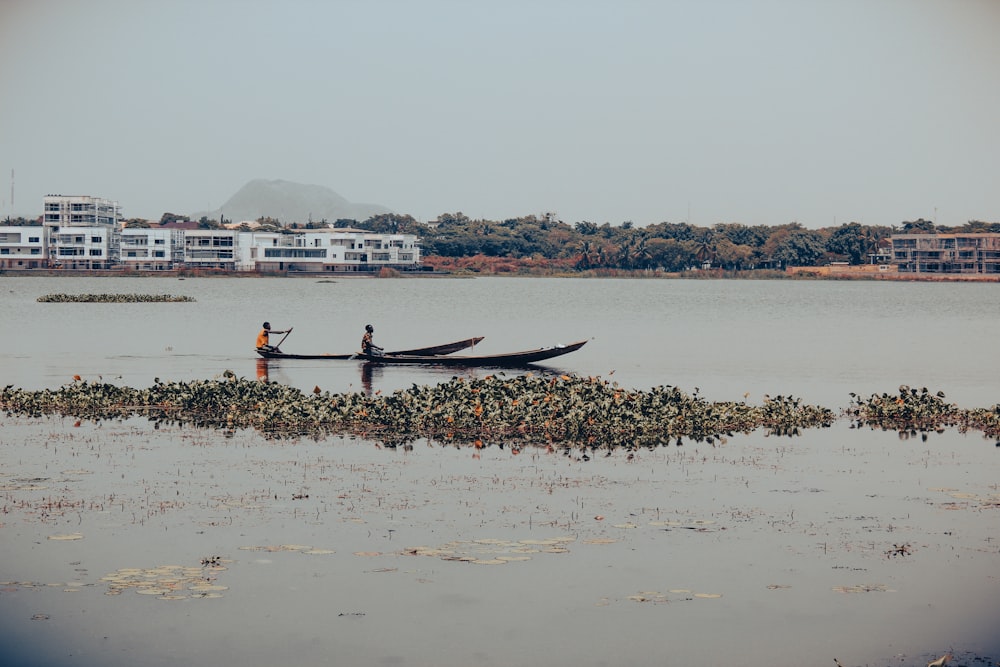 two people in a boat on a body of water