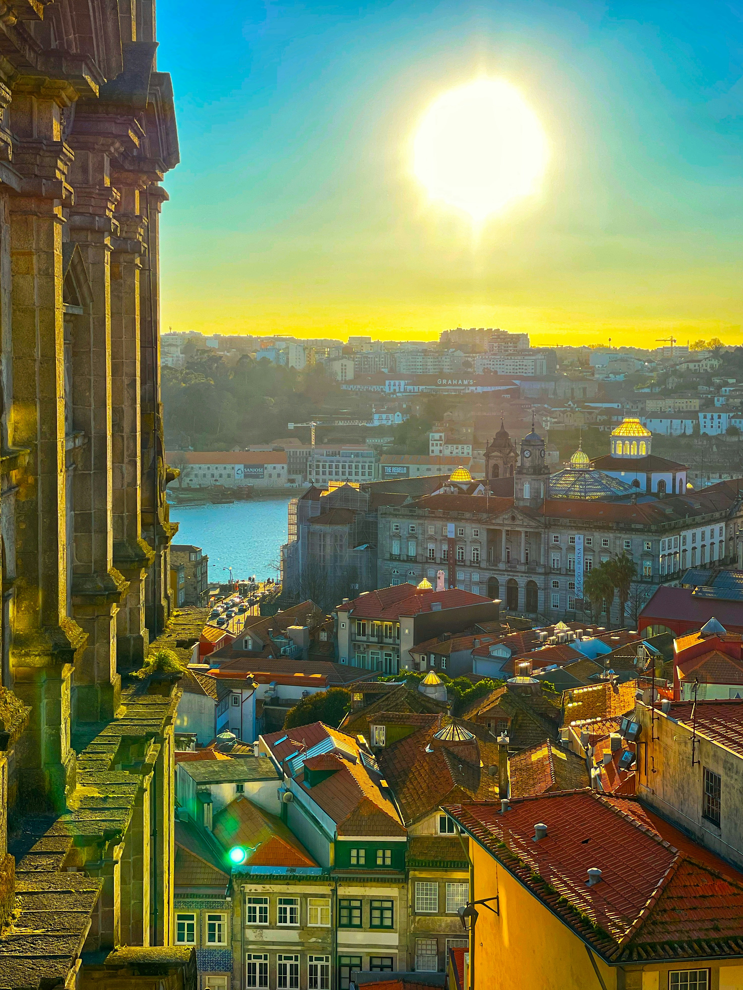 Nantes city center with historic architecture and the Loire river in bright daylight, modern French city atmosphere