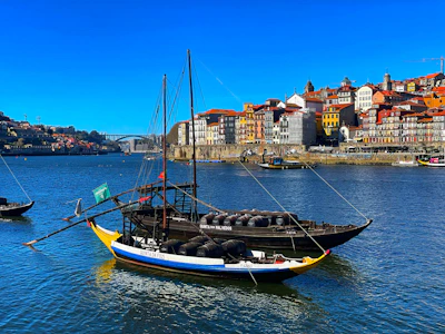 The traditional Vétheuil ferry crossing the Seine on a sunny summer day.