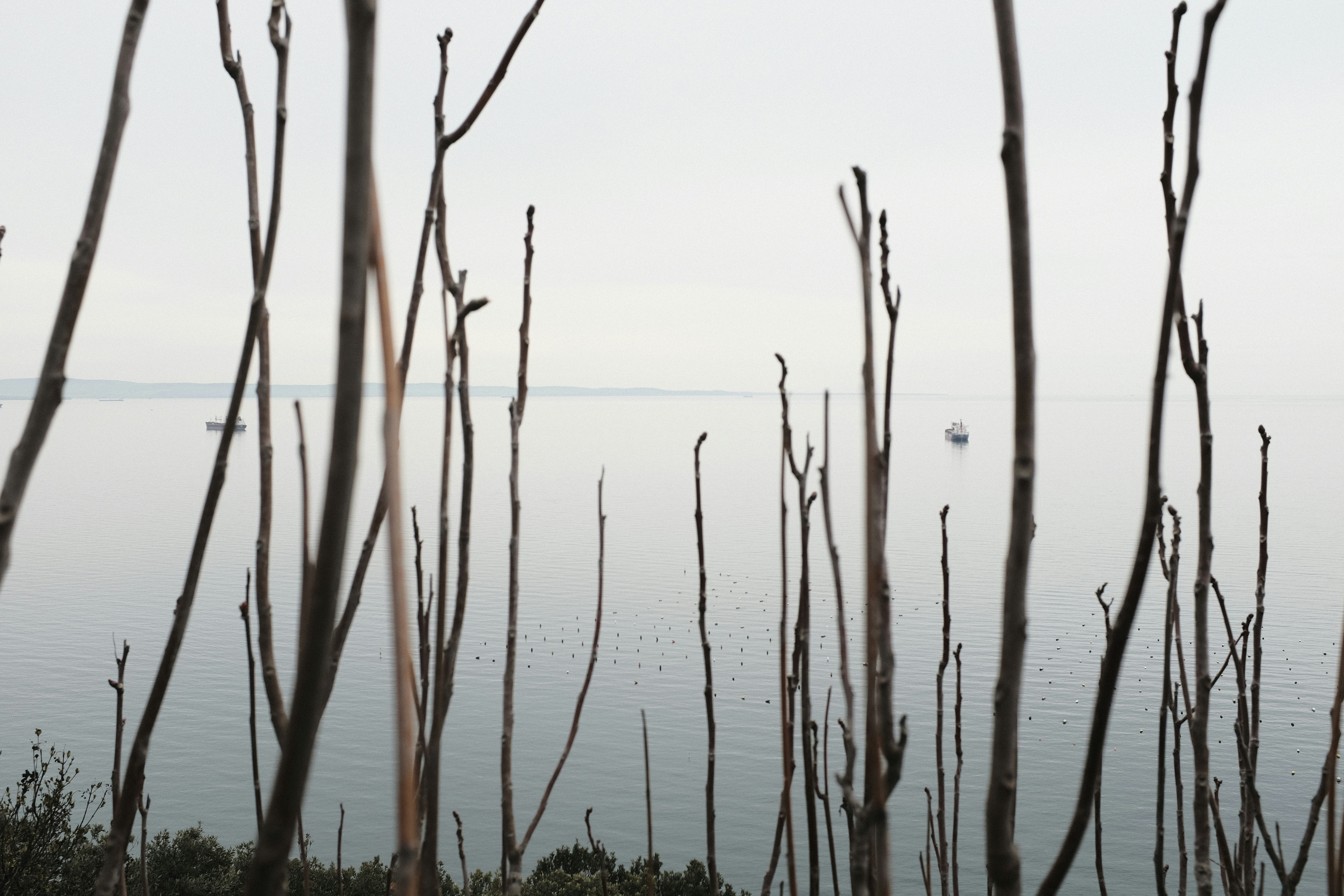 a body of water with a boat in the distance