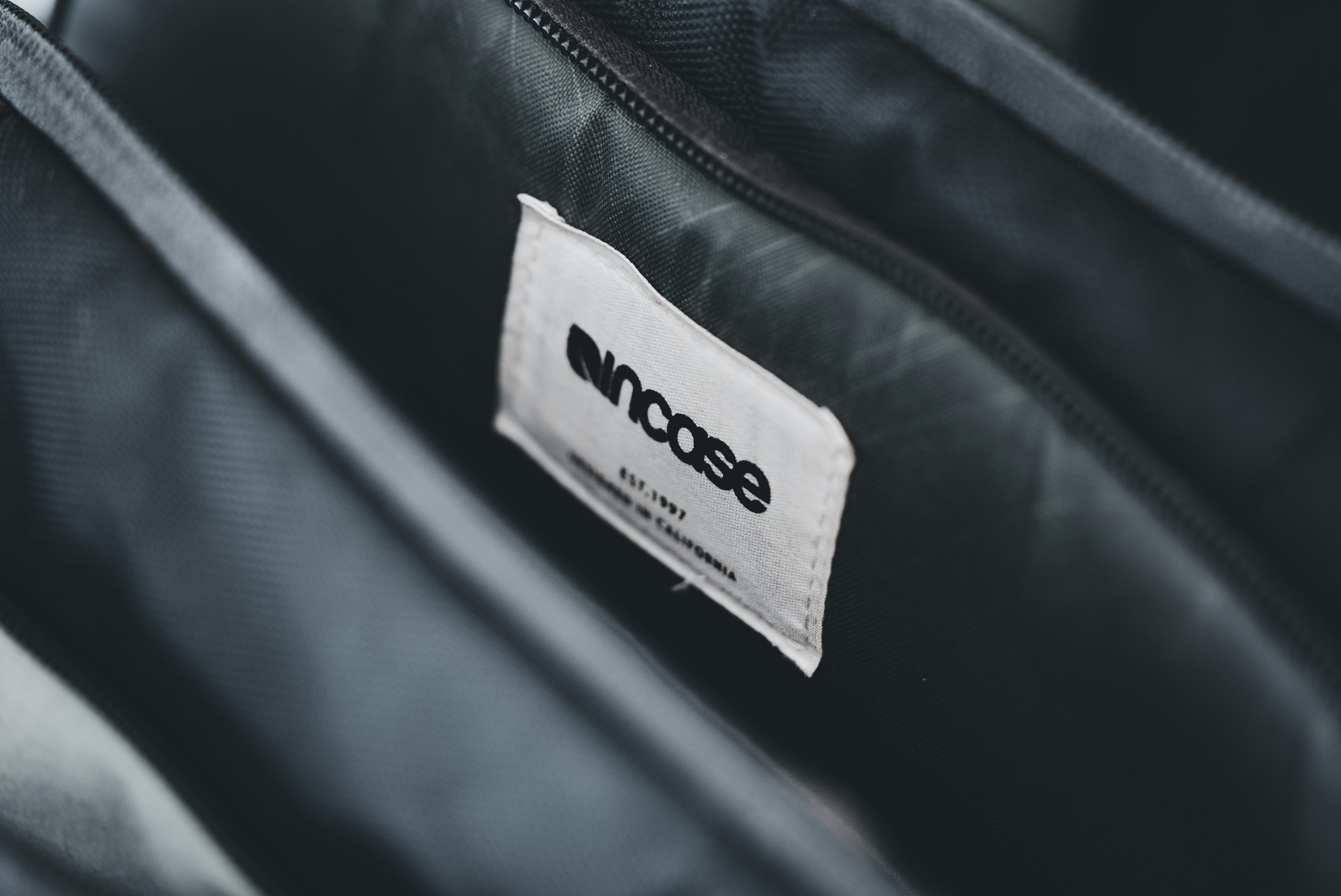 a close up of a bag with a label on it