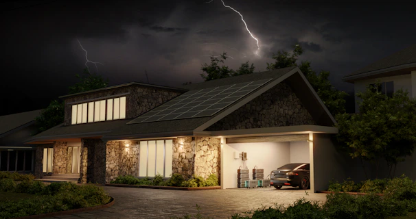a house with a solar panel on the roof