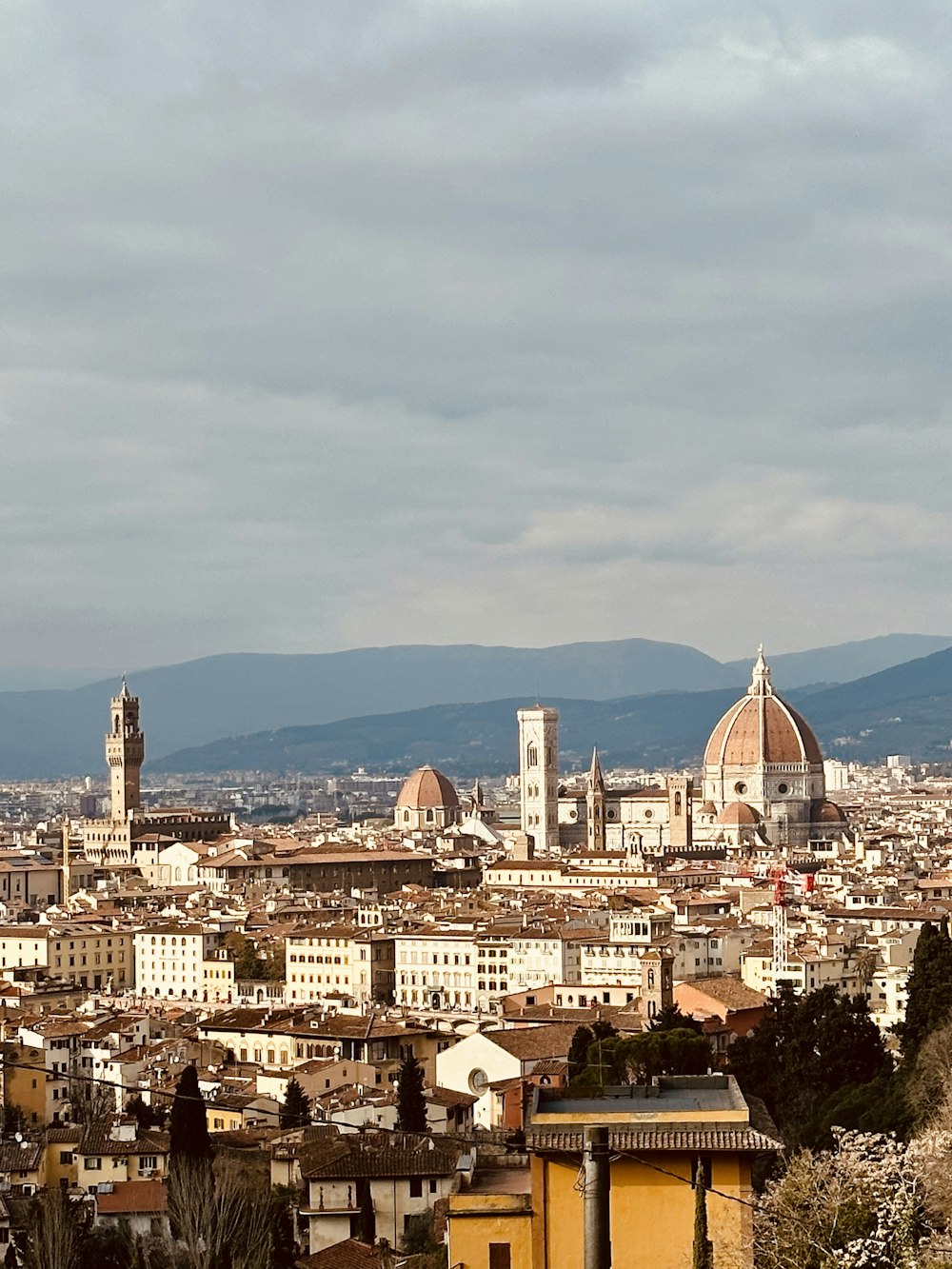 a view of a city from a hill