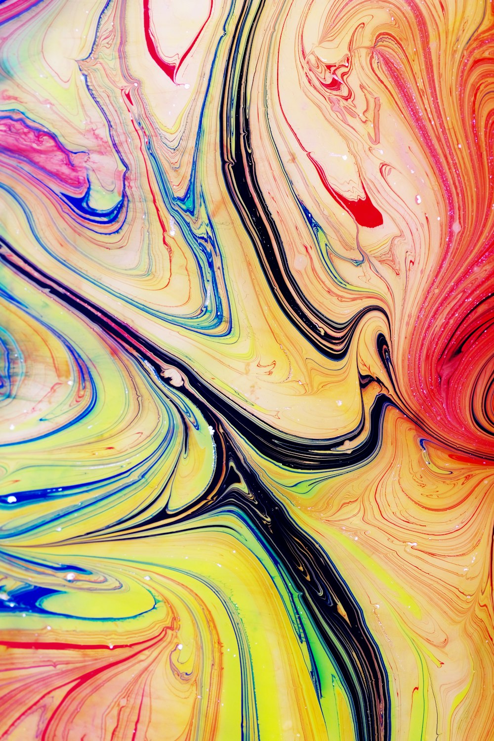 an abstract painting with different colors and shapes