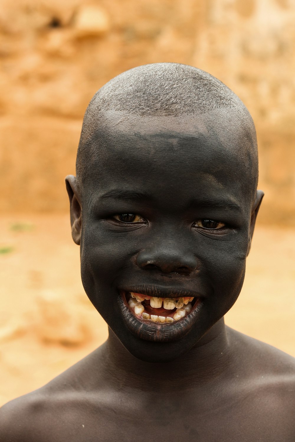 Kind Smiling Boy Face (Black)