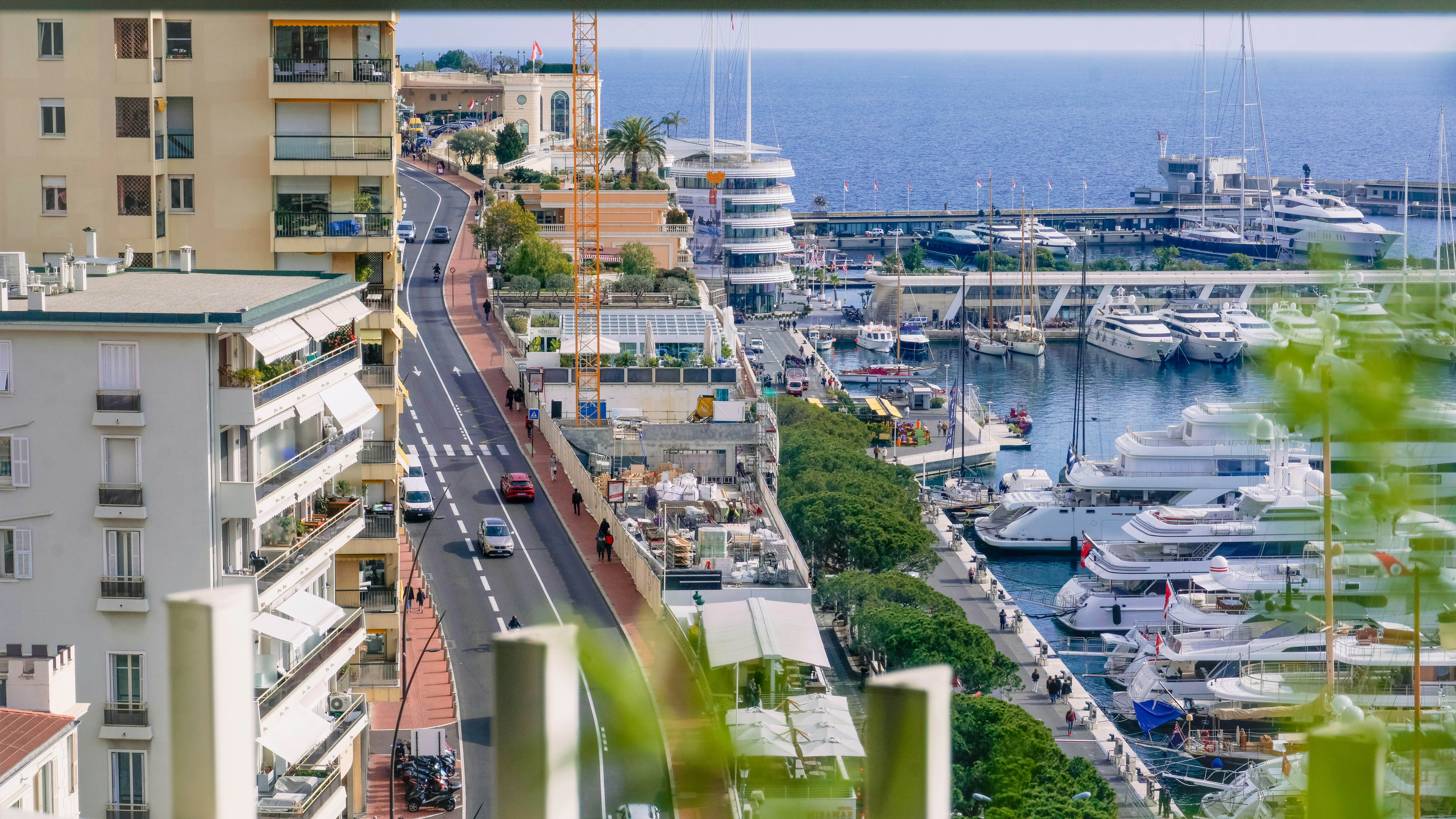 a view of a marina from a high point of view