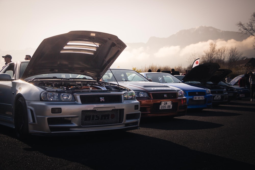 a group of cars parked next to each other