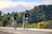 a couple of people riding bikes down a road