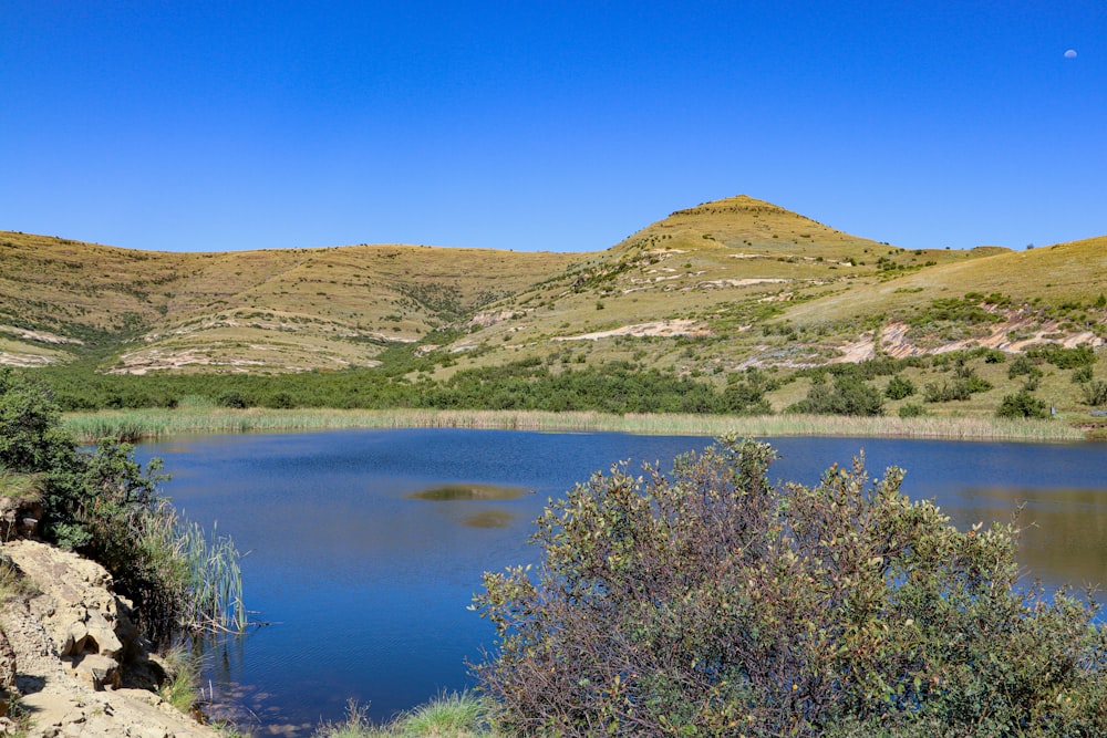 a large body of water surrounded by mountains