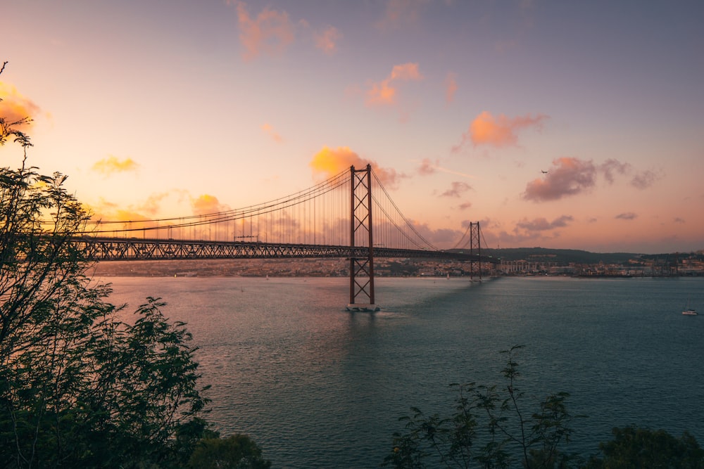 a large bridge spanning over a large body of water