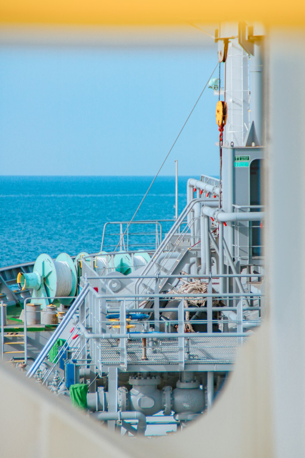 a view of the ocean from a ship