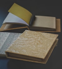 a stack of books sitting on top of a table
