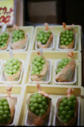 A cinematic wide shot of freshly frozen fruits being carefully packed in a sleek, modern facility with dark green and gold accents.