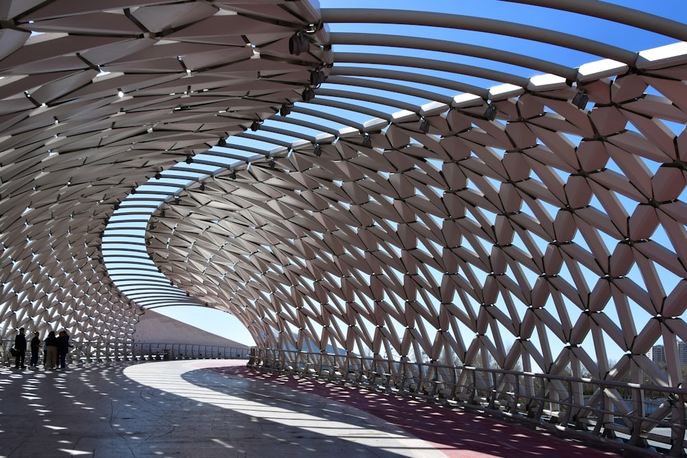 a large building with a very long roof