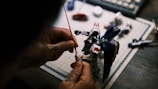 A group of children assembling a robot kit.