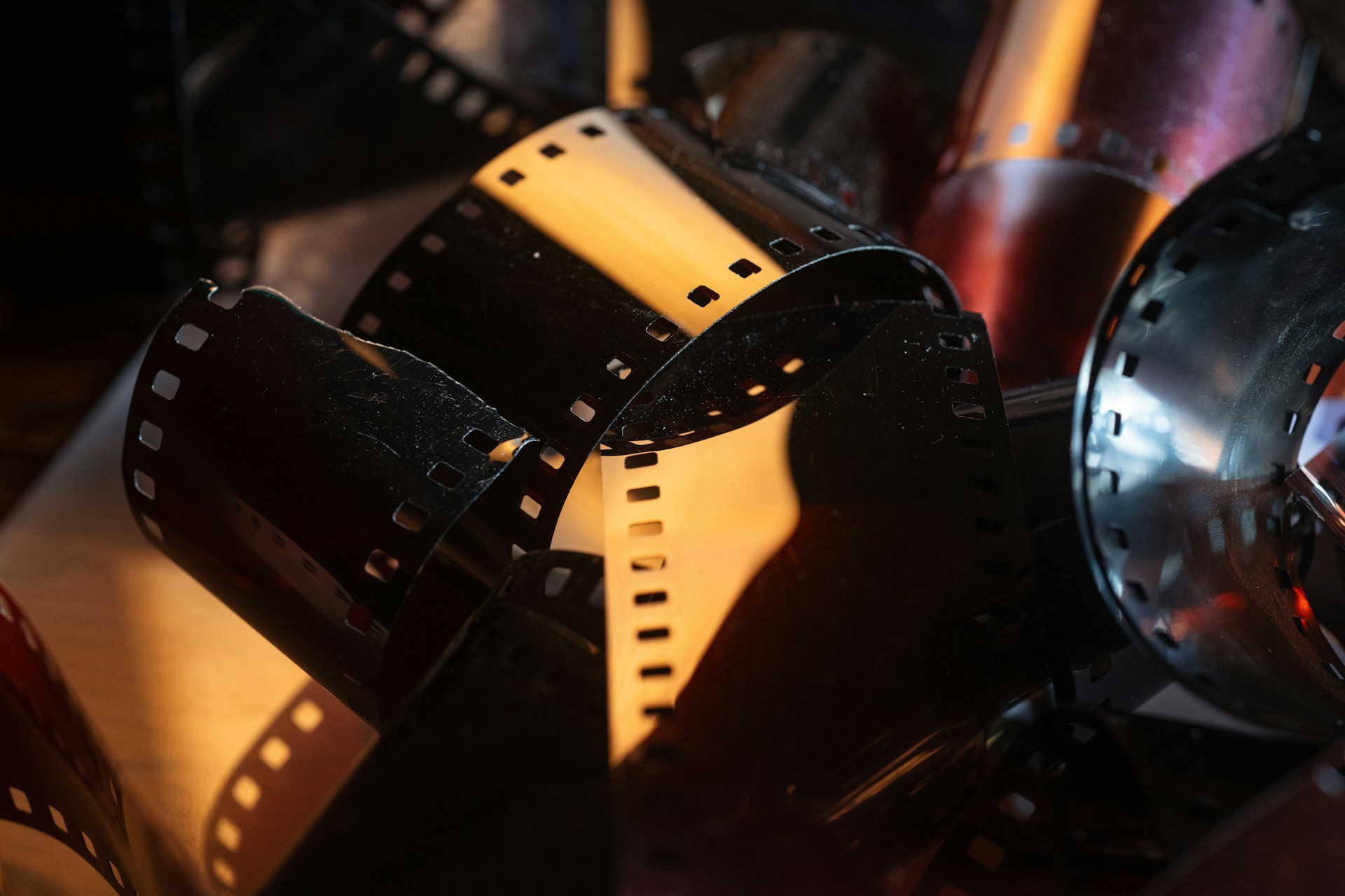 a close up of a bunch of film reels