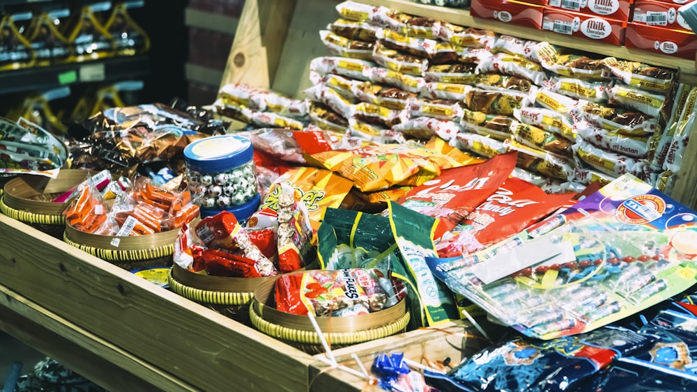 a wooden box filled with lots of food