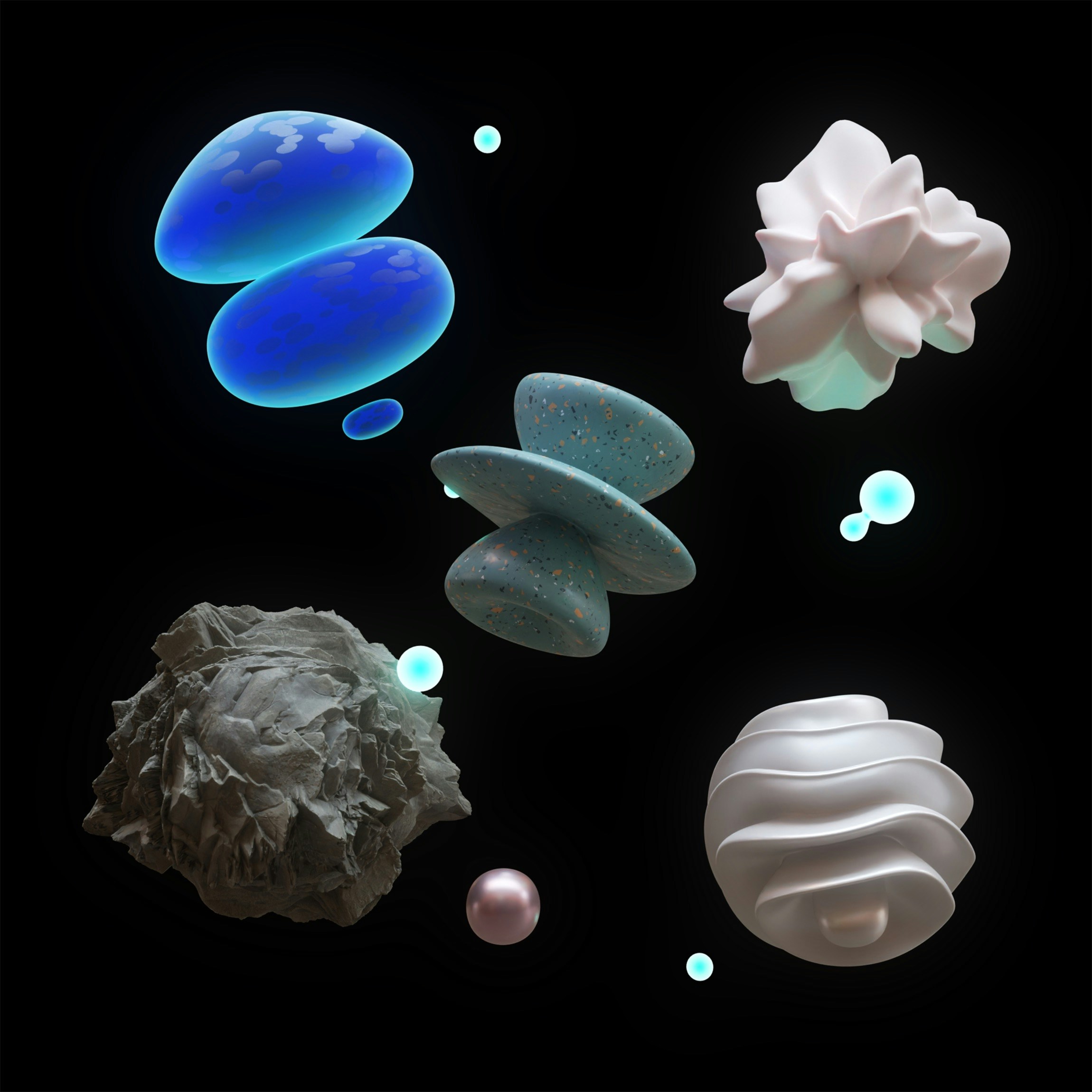 Un grupo de diferentes formas y tamaños de rocas