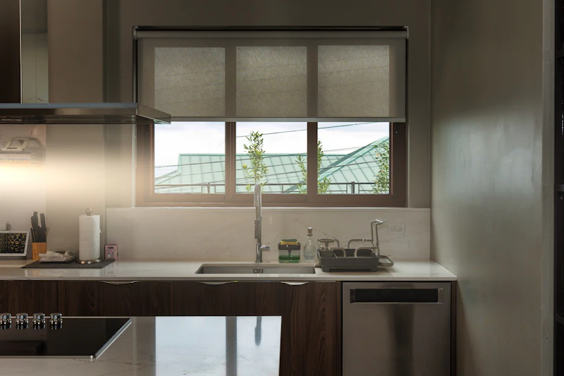 Kitchen with a built-in dishwasher, representing dishwasher repair service