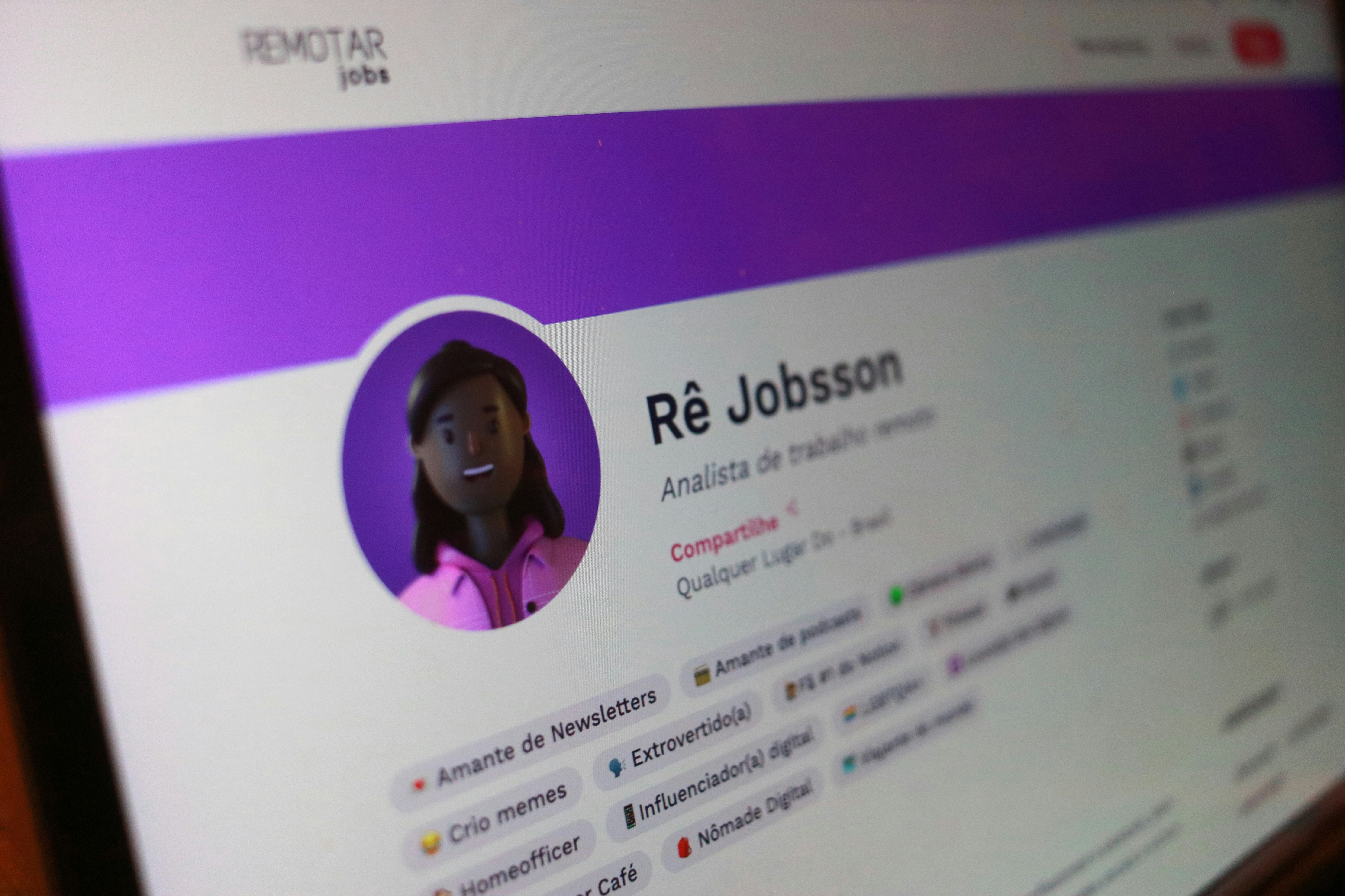 a computer screen with a woman's profile on it