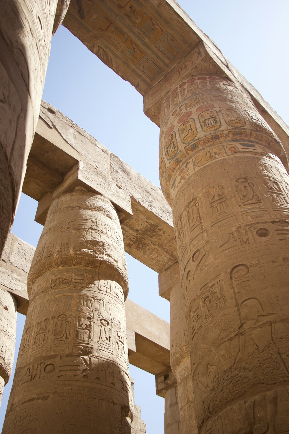 the columns of the temple are decorated with egyptian writing