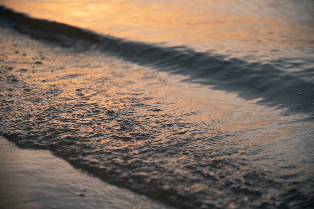 a close up of a wave coming in to the shore