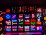 A collection of various neon signs displayed together.