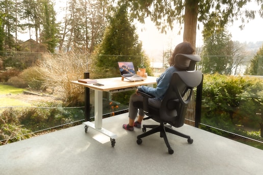 a person sitting at a desk with a laptop