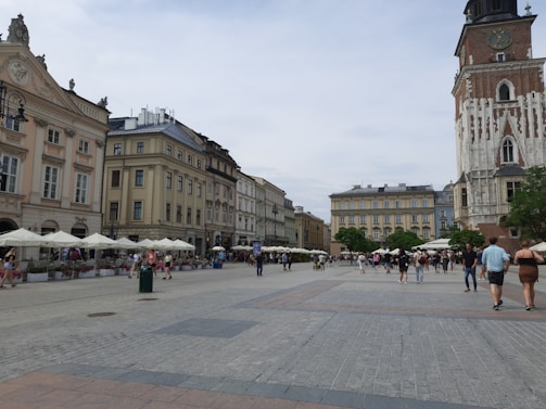Historic city square filled with charming architecture and lively cafés.