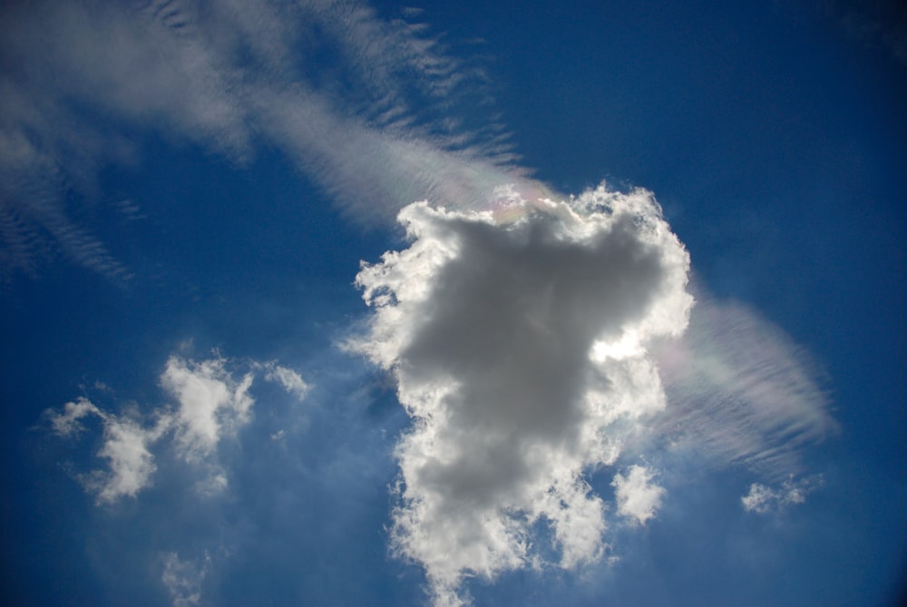 a cloud shaped like a heart in a blue sky